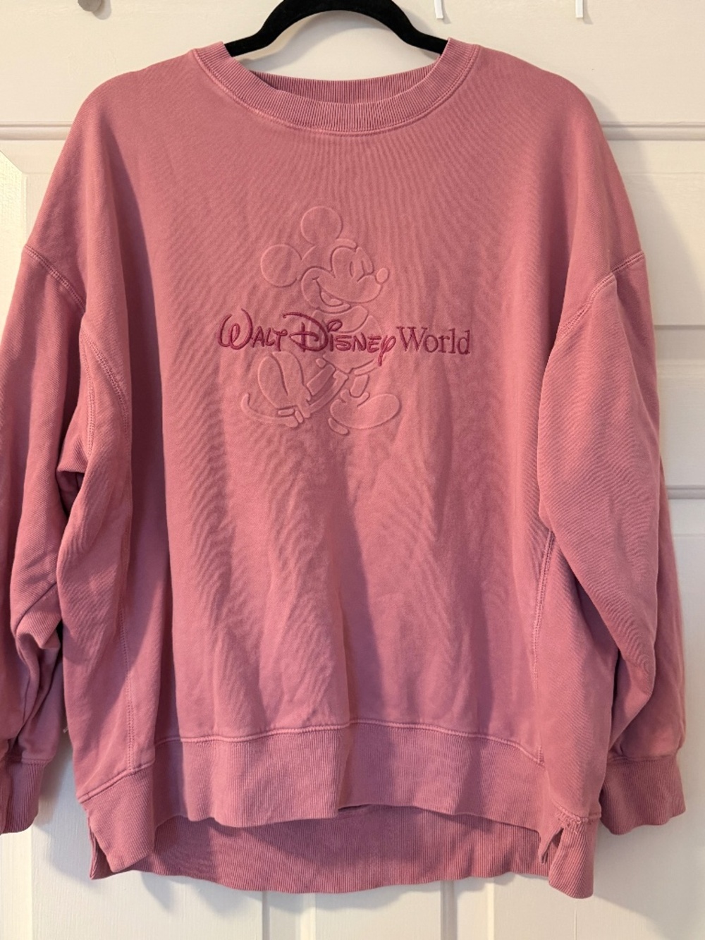 Disney Parks Mickey Mouse Embossed Pink Sweatshirt Crewneck Pullover Women's Med